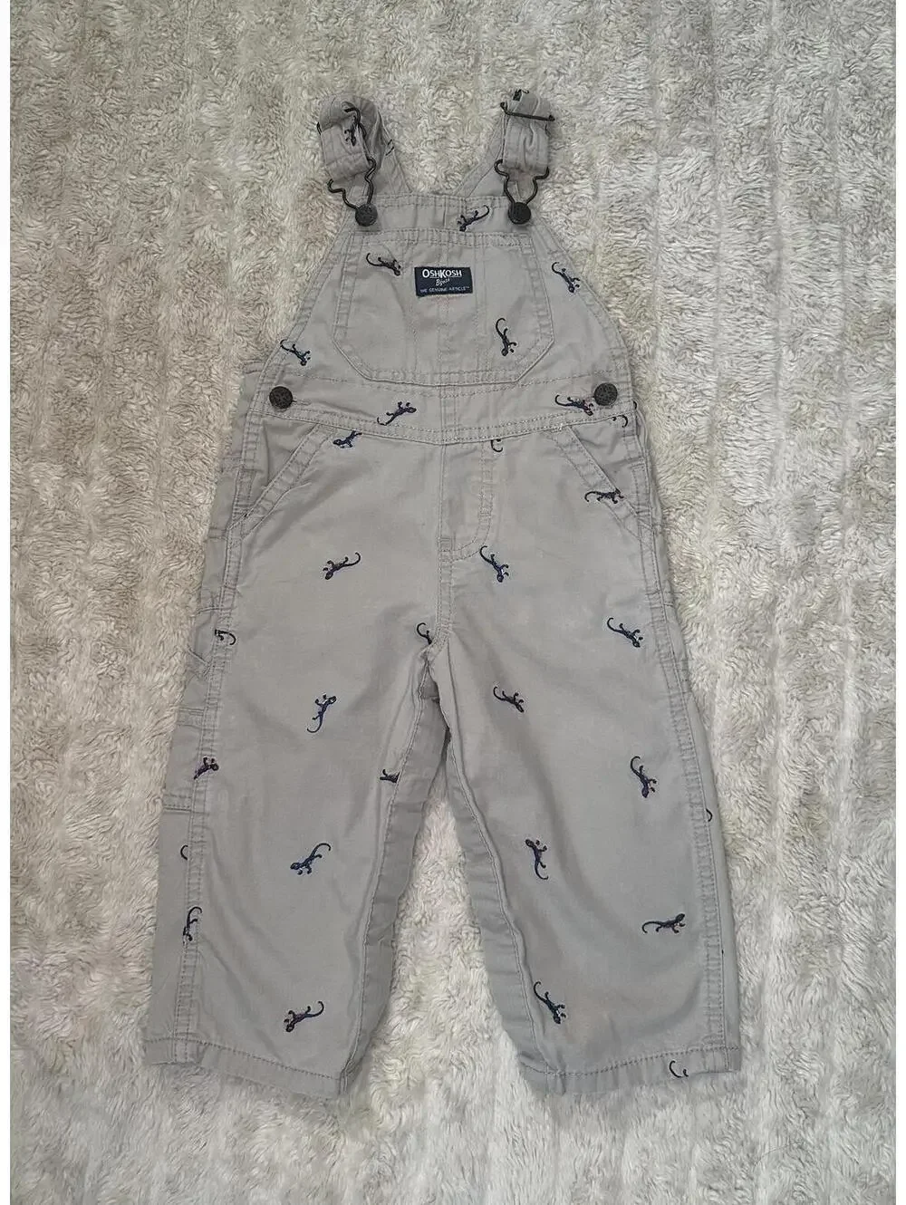 OshKosh B'gosh VestBak unisex khaki overalls 18M cotton embroidered classic